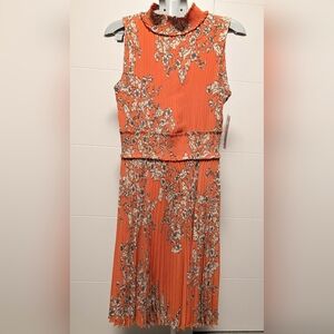 Nanette Lepore Orange Floral Midi Dress